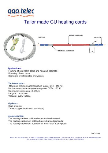 Heating cords to measure CU