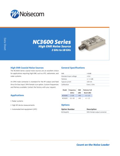 NC3600 Series High ENR Noise Source 2 GHz to 18 GHz