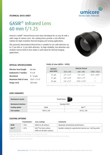 GASIR® Infrared Lens 60 mm f/1.25