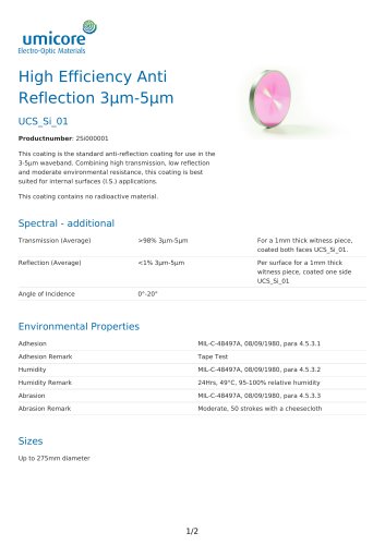 High Efficiency Anti Reflection 3µm-5µm