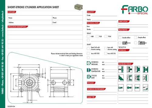 Special Short stroke cylinders | Application sheet