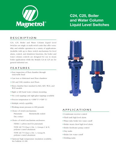 C24, C25, Boiler and Water Column Liquid Level Switches