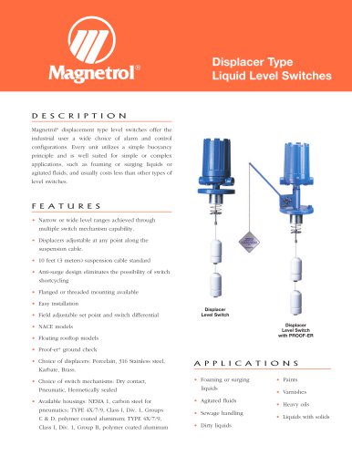 Displacer Type Liquid Level Switches