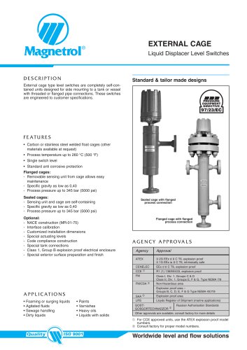 High Pressure External Caged Liquid Level Switches