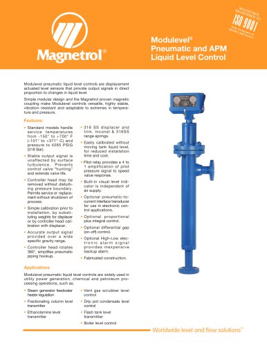 Modulevel® Pneumatic and APM Liquid Level Control