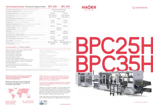 MACHINES FOR BLISTERPACK: BPC25H/ BPC35H