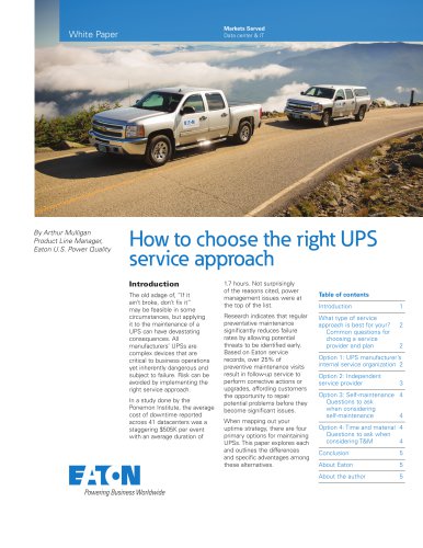 How to choose the right UPS service approach