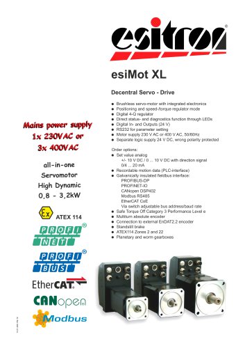 Drive Technology: esiMot XL series  230 / 400 V AC  (0,8 - 2,8 KW)