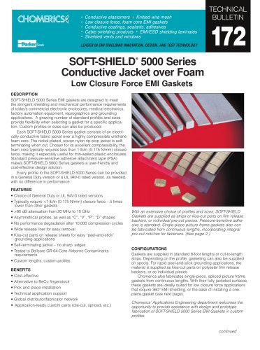 SOFT-SHIELD® 5000 Series Conductive Jacket over Foam continued Low Closure Force EMI Gaskets