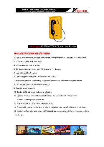 Emergency telephones KNSP-10T2S analogue