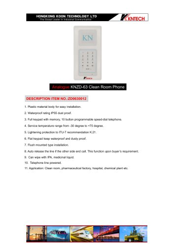 KNZD-63 Cleanroom Telephone Room Intercom