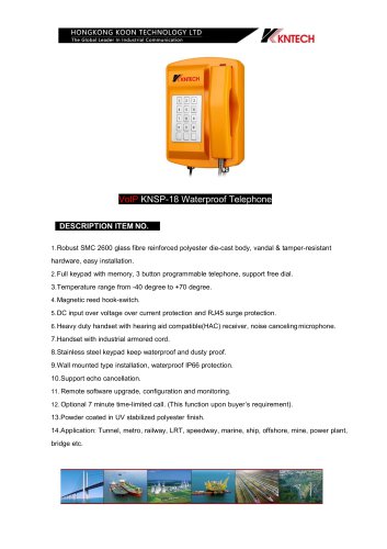 Moisture Proof telephone-voip KNSP-18