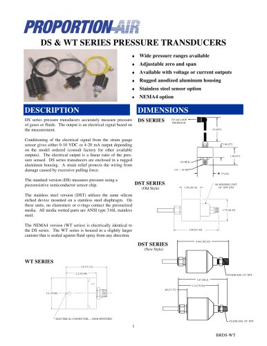 DS & WT SERIES PRESSURE TRANSDUCERS