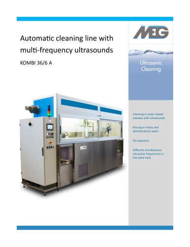 Automatic cleaning line with multi-frequency ultrasounds