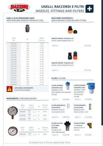 NOZZLES, FITTINGS AND FILTERS