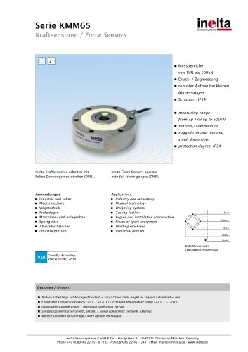 Standard Force sensors Type: KMM65