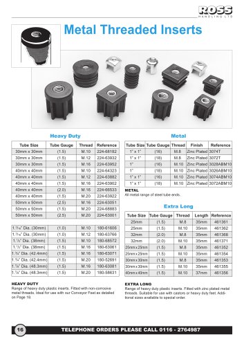 Heavy Duty Metal Threaded Tube Inserts