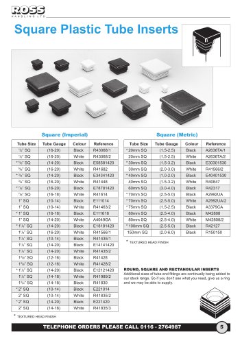 Square Plastic Ribbed Tube Inserts