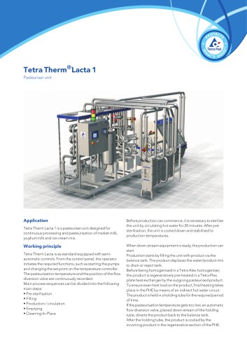 Tetra Therm®Lacta 1 - Pasteuriser unit