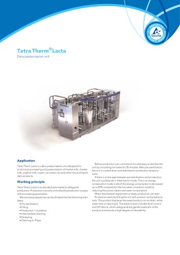 Tetra Therm®Lacta - Dairy pasteurisation unit