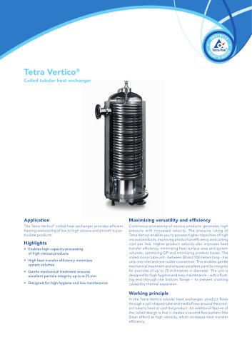 Tetra Vertico® coiled tubular heat exchanger