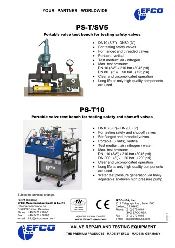 Portable valve test bench for testing safety valves