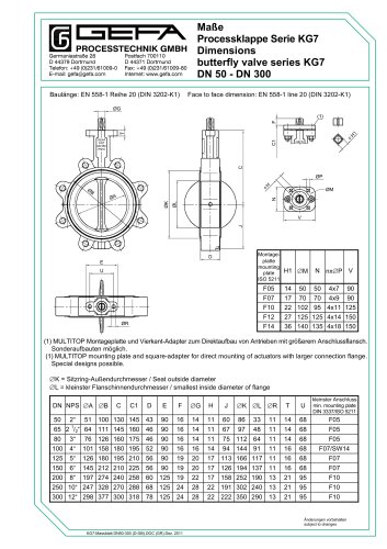 butterfly valve series KG7 DN 50 - DN 300