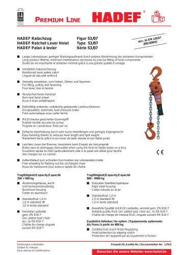 53/07 Ratchet Lever Hoist