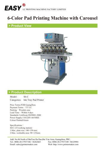 6-Color Pad Printing Machine with Carousel