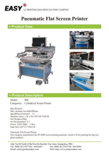 Pneumatic Flat Screen Printer