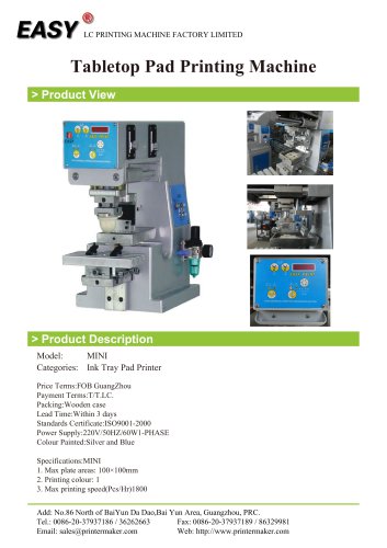 Tabletop Pad Printing Machine