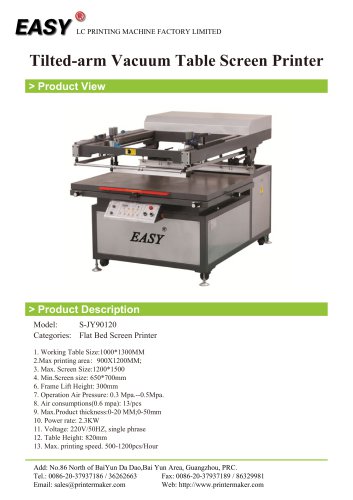 Tilted-arm Vacuum Table Screen Printer