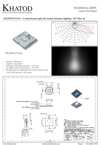 AS229701TN1SA - Counterbeam optic for tunnel entrance lighting - 65° Max cd