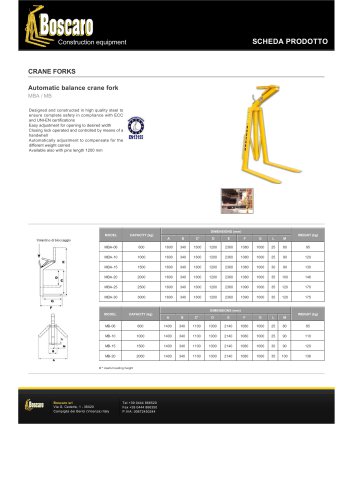 Automatic balance crane fork MBA / MB