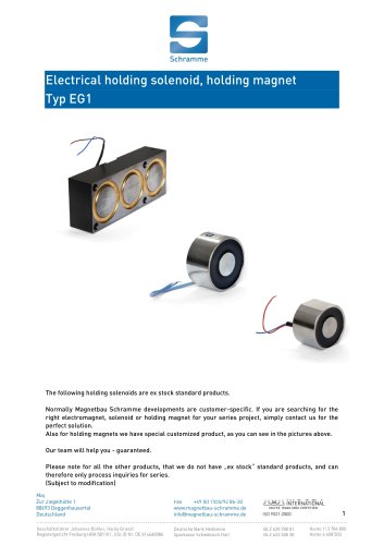 Holding Solenoid, Holding Magnet, Magnetbau-Schramme, EG1