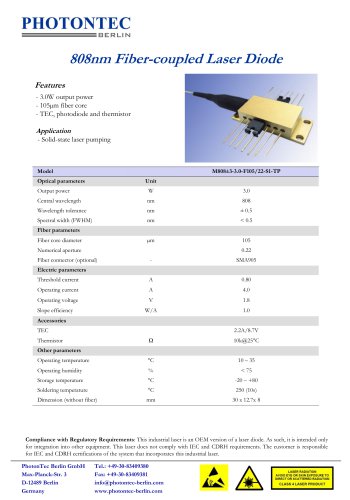 808nm Fiber-coupled Laser Diode