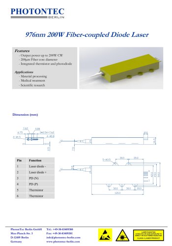 976nm 200W Fiber-coupled Diode Laser