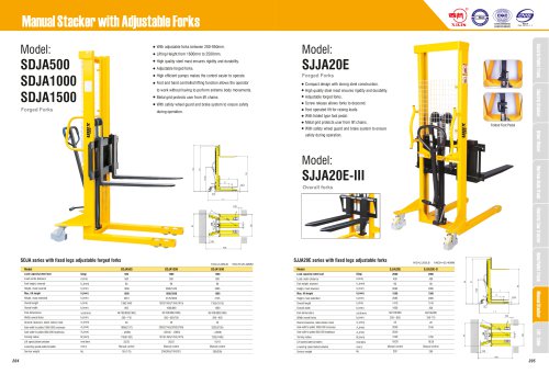 XILIN / Maunal Stacker with Adjustable Forks / SDJA500 SDJA1000