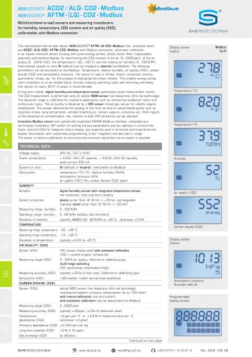 ACO2 ⁄ ALQ - CO2 - Modbus AFTM - (LQ) - CO2 - Modbus