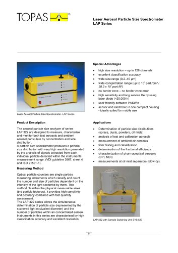 Laser Aerosol Particle Size Spectrometer Series LAP