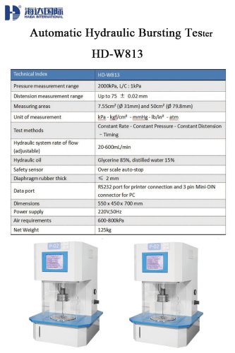 Automatic Hydraulic Bursting Tester