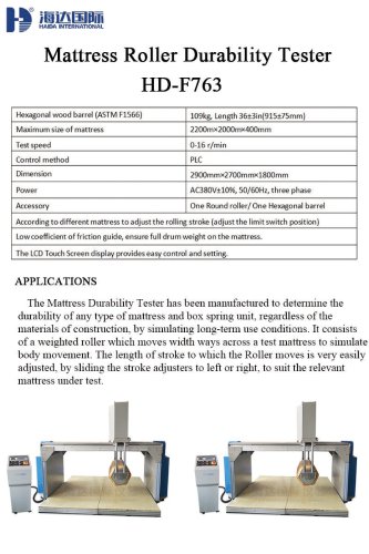 Mattress Roller Durability Tester