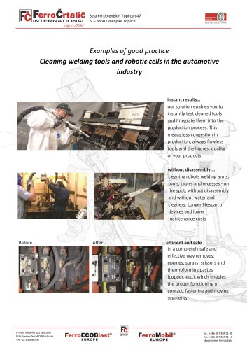 Cleaning welding tools and robotic cells in the automotive industry