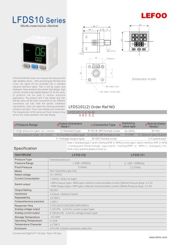 LEFOO/ PRESSURE SWITCH/ LFDS10/HIGH PRECISION/DIGITAL/MANUAL/ VISUAL/LCD