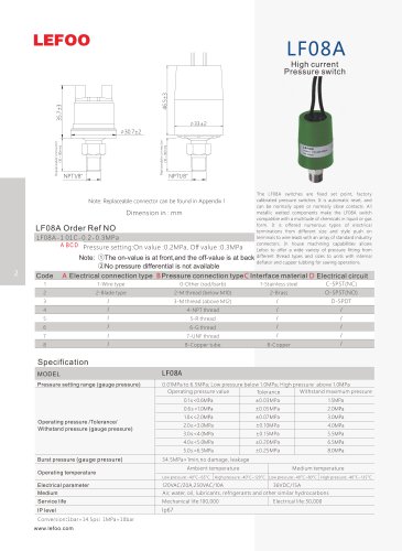 LF08A High Current Pressure Switch