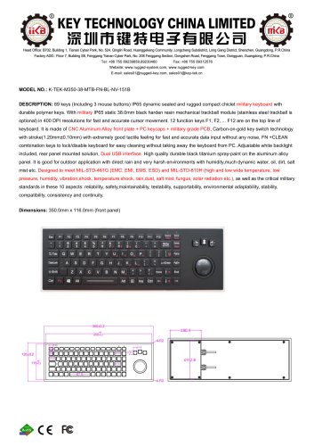 Chiclet Military Keyboard K-TEK-M350-38-MTB-FN-BL-NV-151B