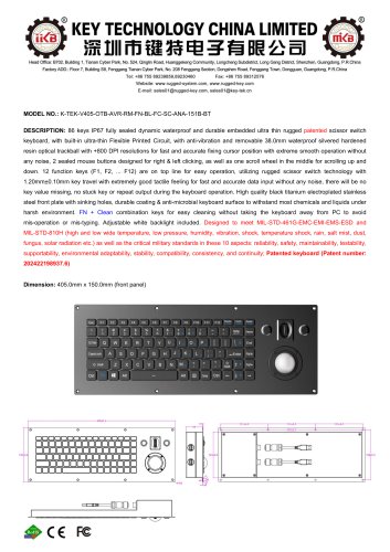 DWP Scissors Switch Keyboard K-TEK-V405-OTB-AVR-RM-FN-BL-FC-SC-ANA-151B-BT
