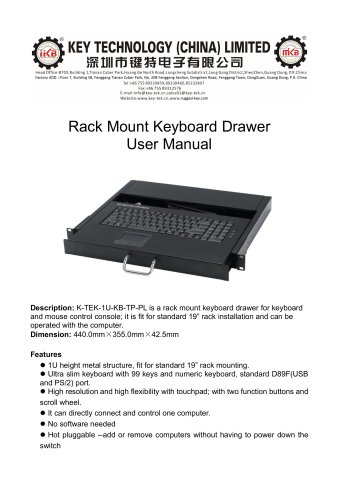 K-TEK-1U-KB-TP-PL data sheet