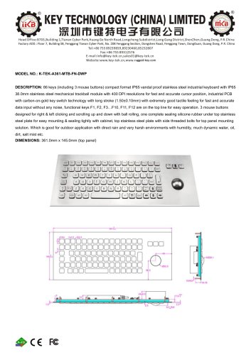 K-TEK-A361-MTB-FN-DWP data sheet