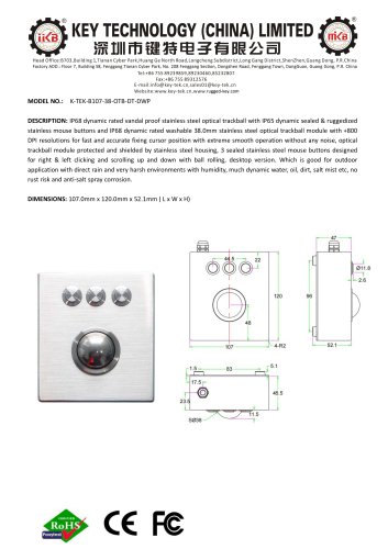 K-TEK-B107-38-OTB-DT-DWP data Sheet